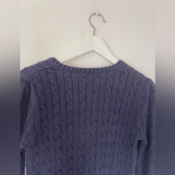 Lauren Ralph Lauren Jumper Pink & Navy Blue Cable Knit - Women's Small V Neck - Picture 6 of 6